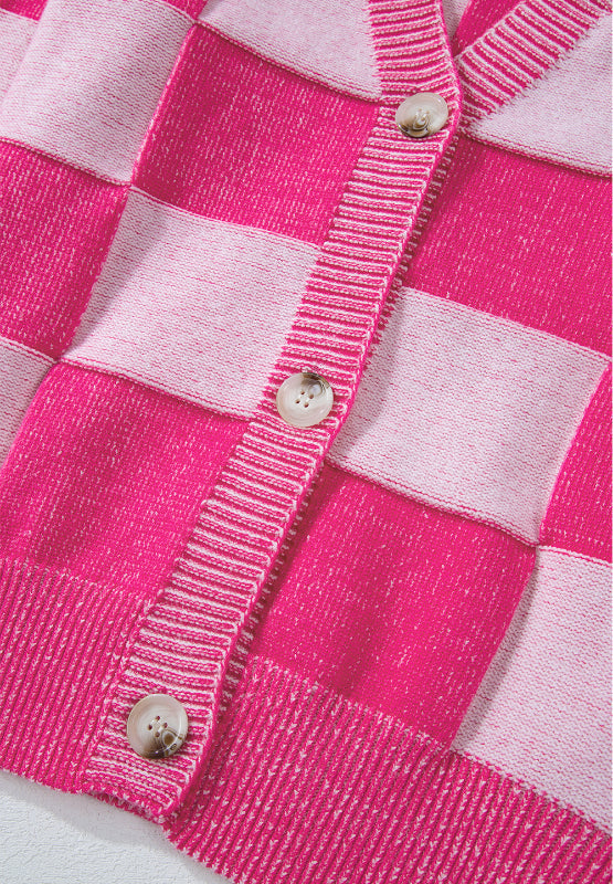 Adriana | Checked long-sleeved cardigan with V-neck