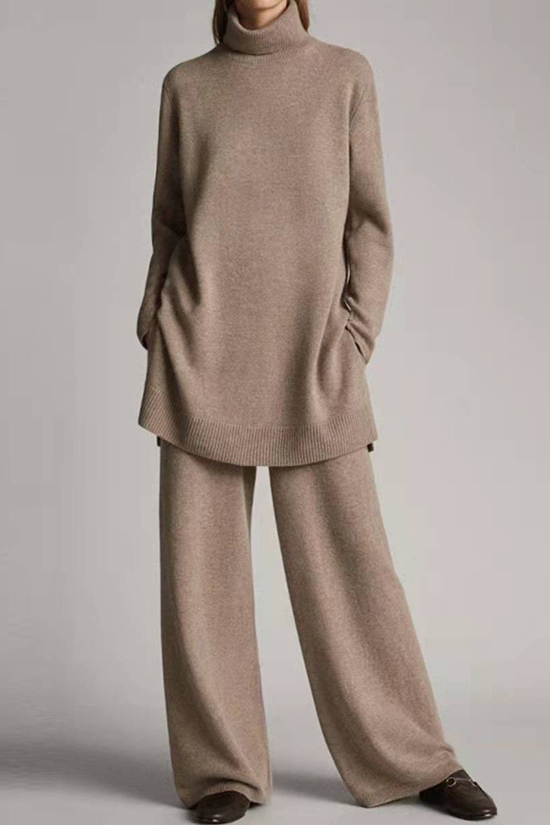 Celeste | Casual solid color turtleneck two piece sweater