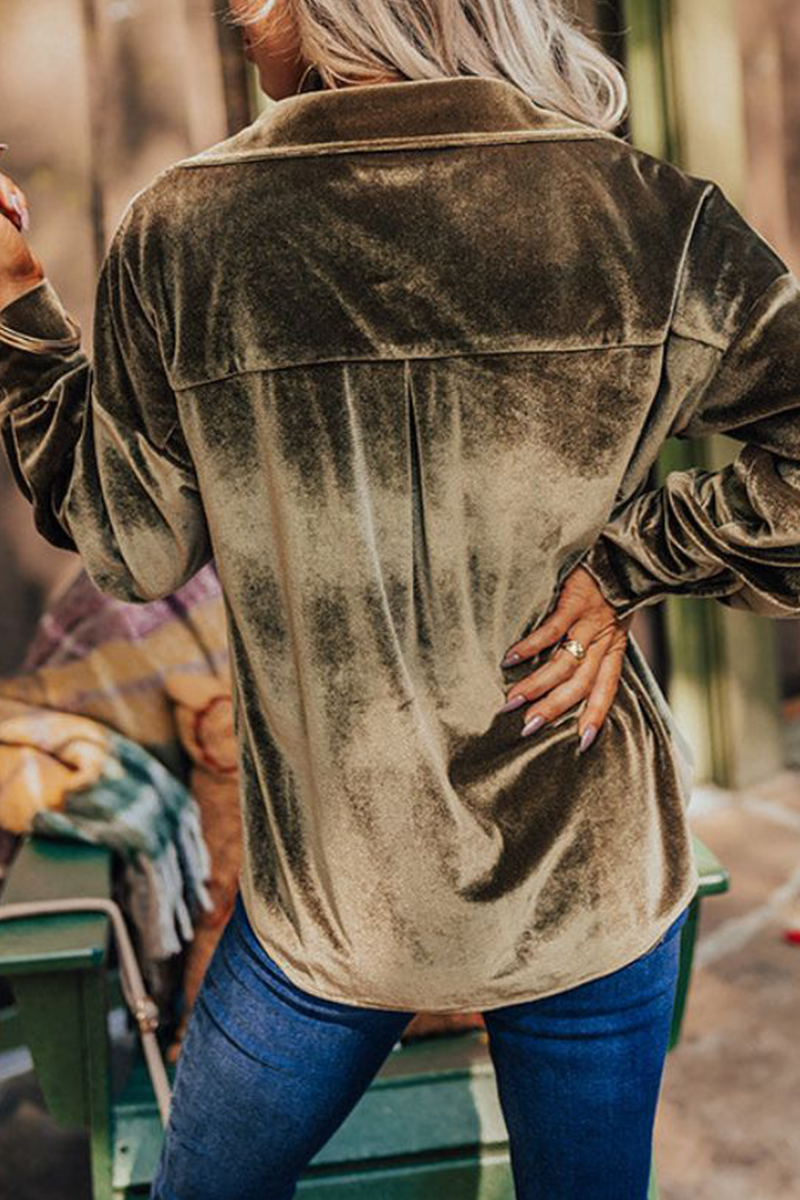 Glenda | Casual, solid patchwork tops with a turn-down collar