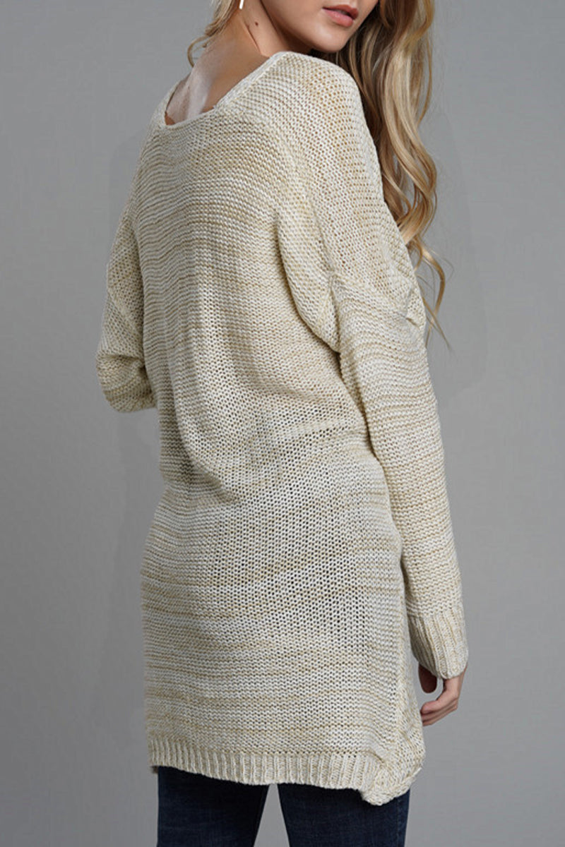 Caridad | Casual solid patchwork V-neck tops