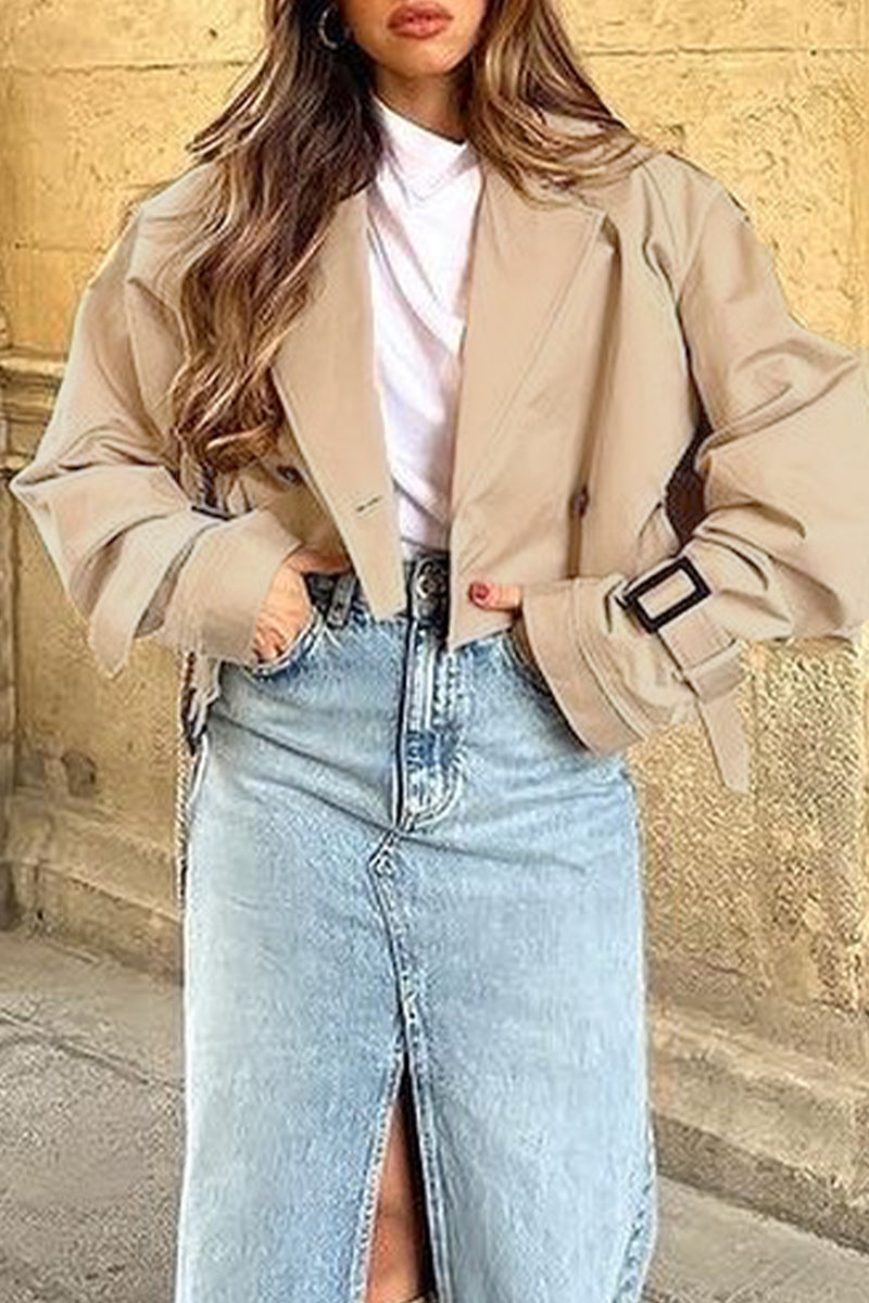 Matilde | Street British style outerwear with plain buttons and turn-down collar