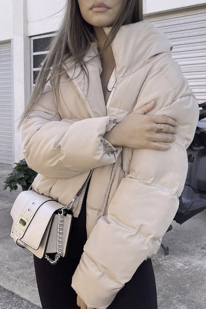 Melanie | Casual simple solid patchwork turtleneck sweater outerwear with pocket