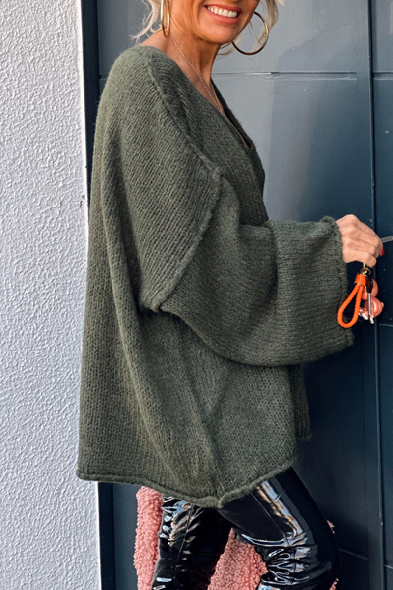 Bertha | Casual solid color V-neck sweaters