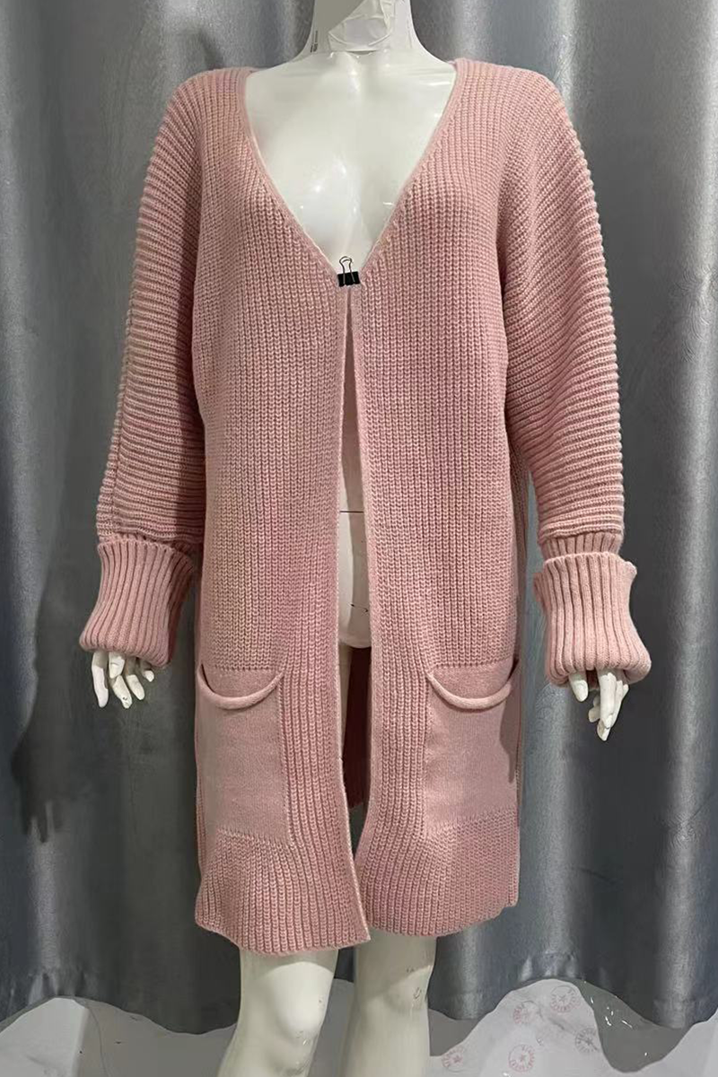 Carmen | Casual solid color outerwear with pocket and V-neck