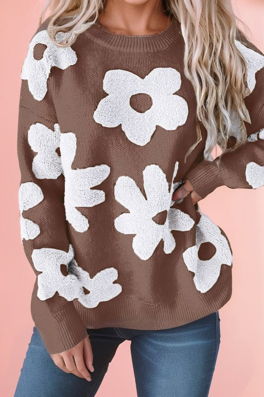 Flora | Vintage floral sweater with dropped shoulders