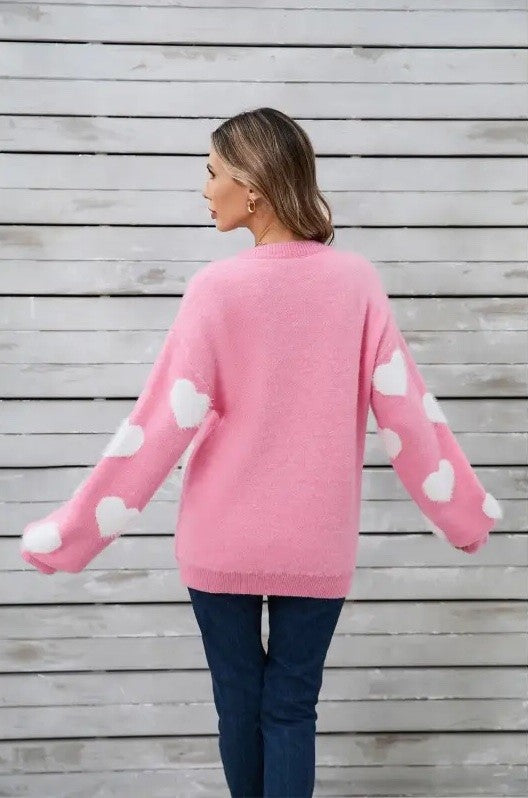 Gabriela | Fluffy knitted heart sweater