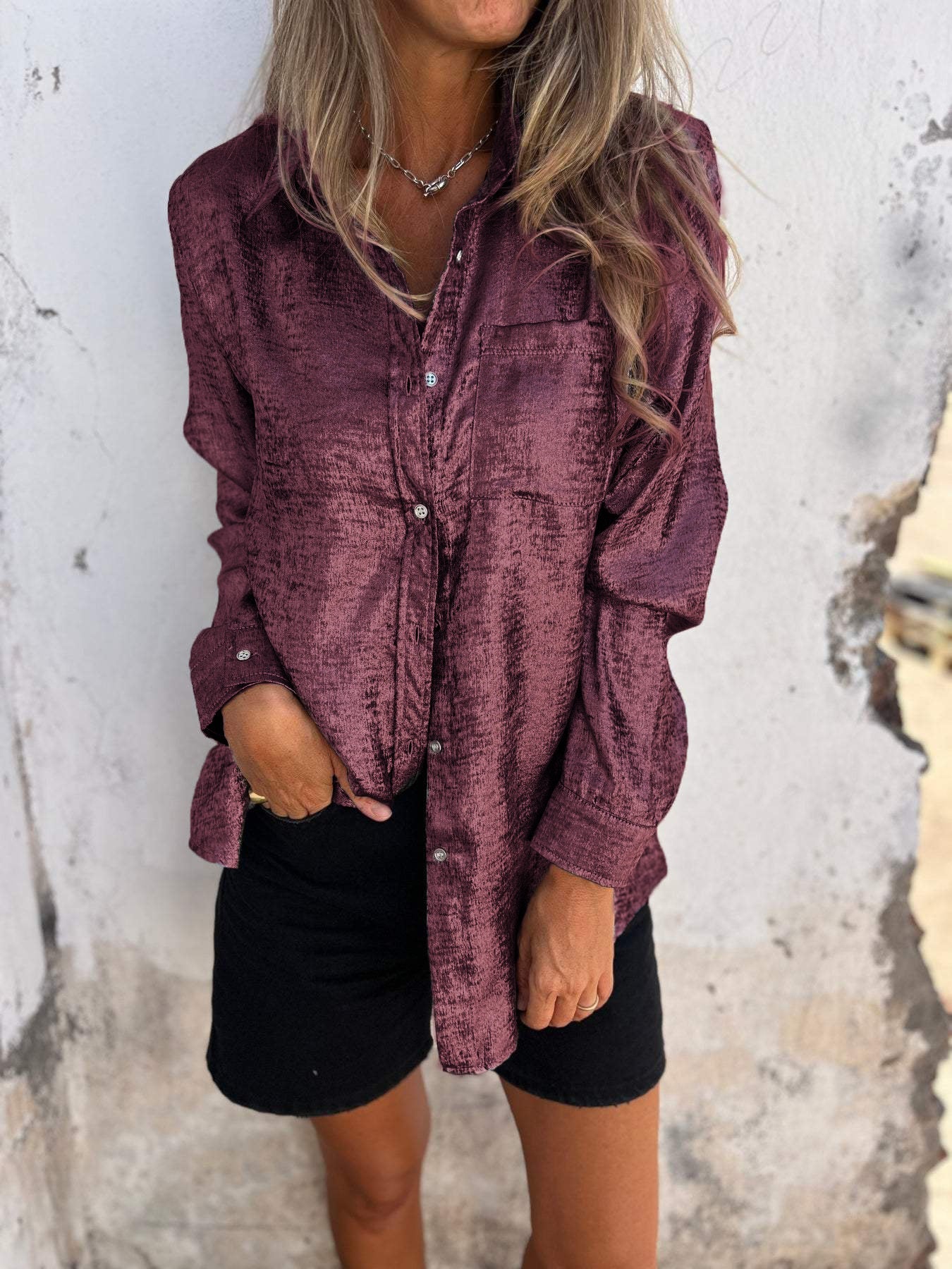 Jasmine® | Metallic women's blouse with collar