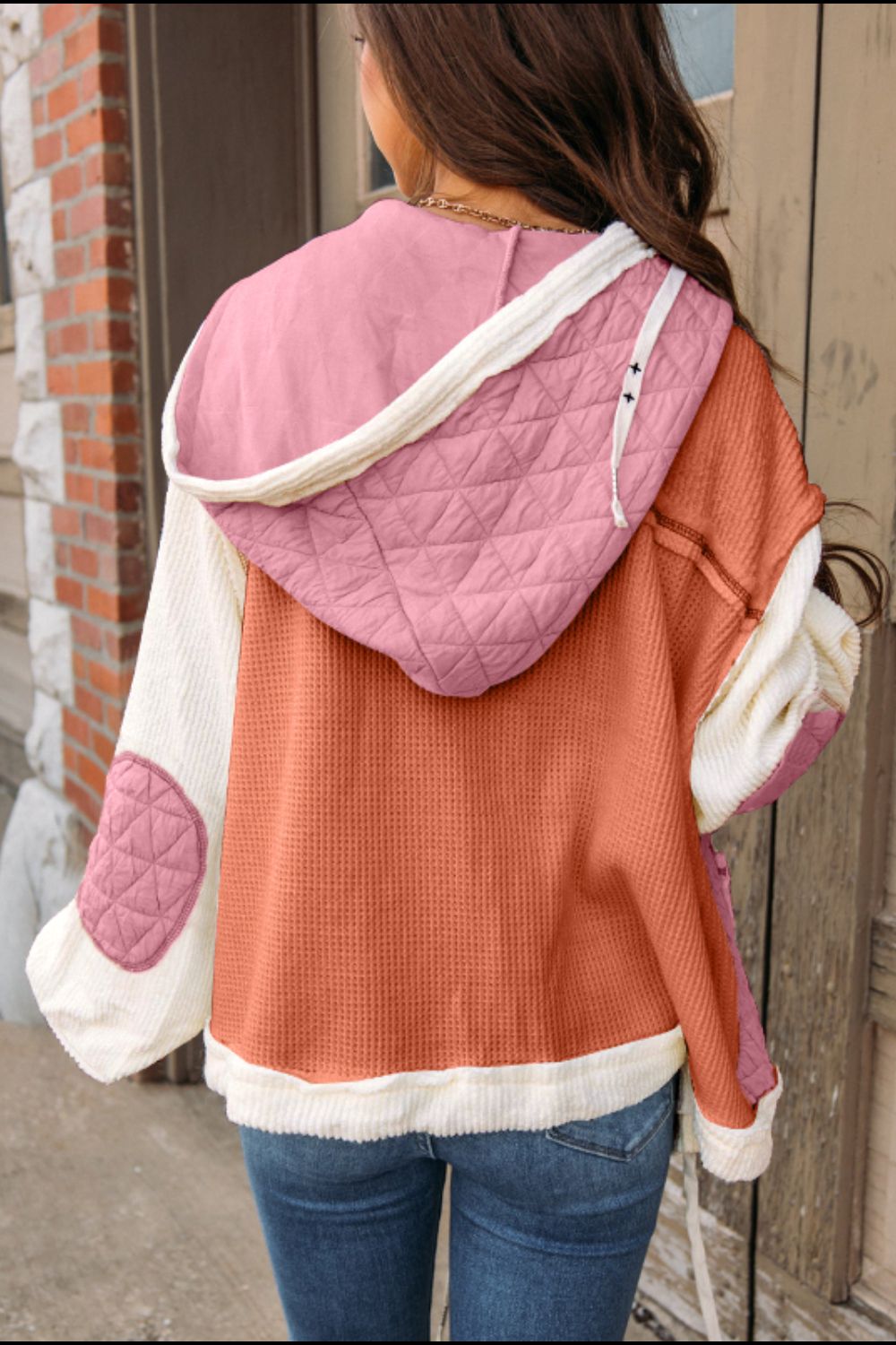 Monica | Long-sleeved hooded jacket with drawstring and button placket