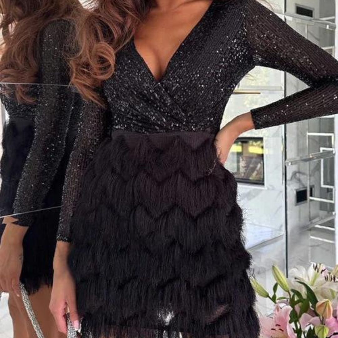 Celia® | Sequin Dress With V-Neck