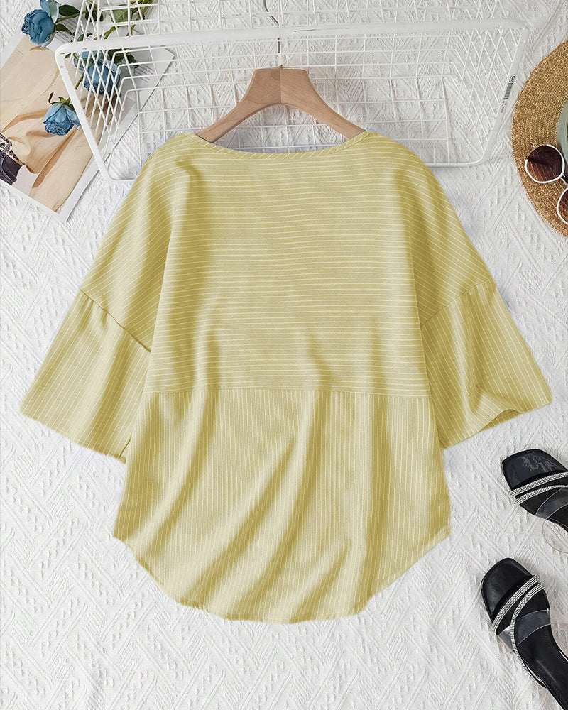 Soraya® | Striped Round-Neck Blouse With Half-Length Sleeves