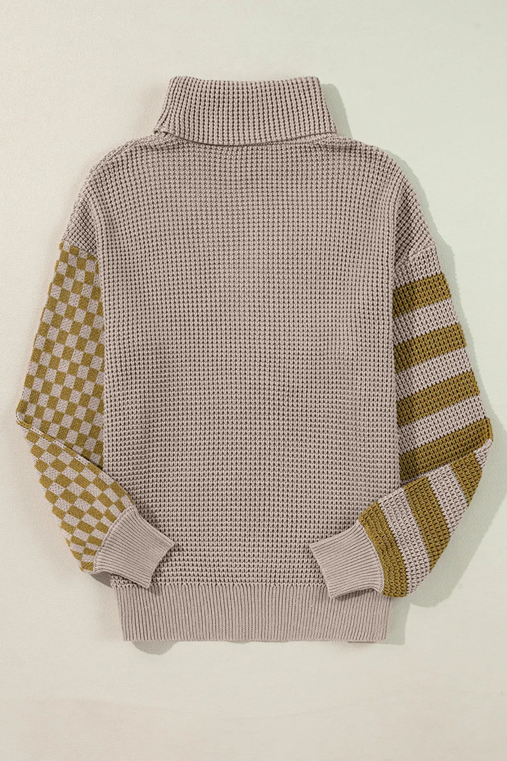 Agnieszka | Checked striped turtleneck sweater with long sleeves