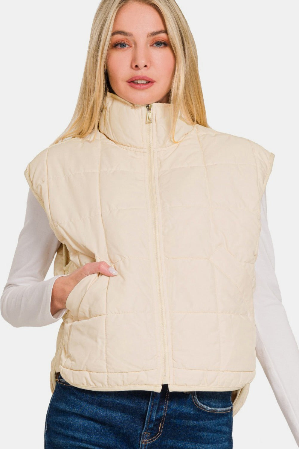 Catarina | Cropped puffer vest with zip and pockets