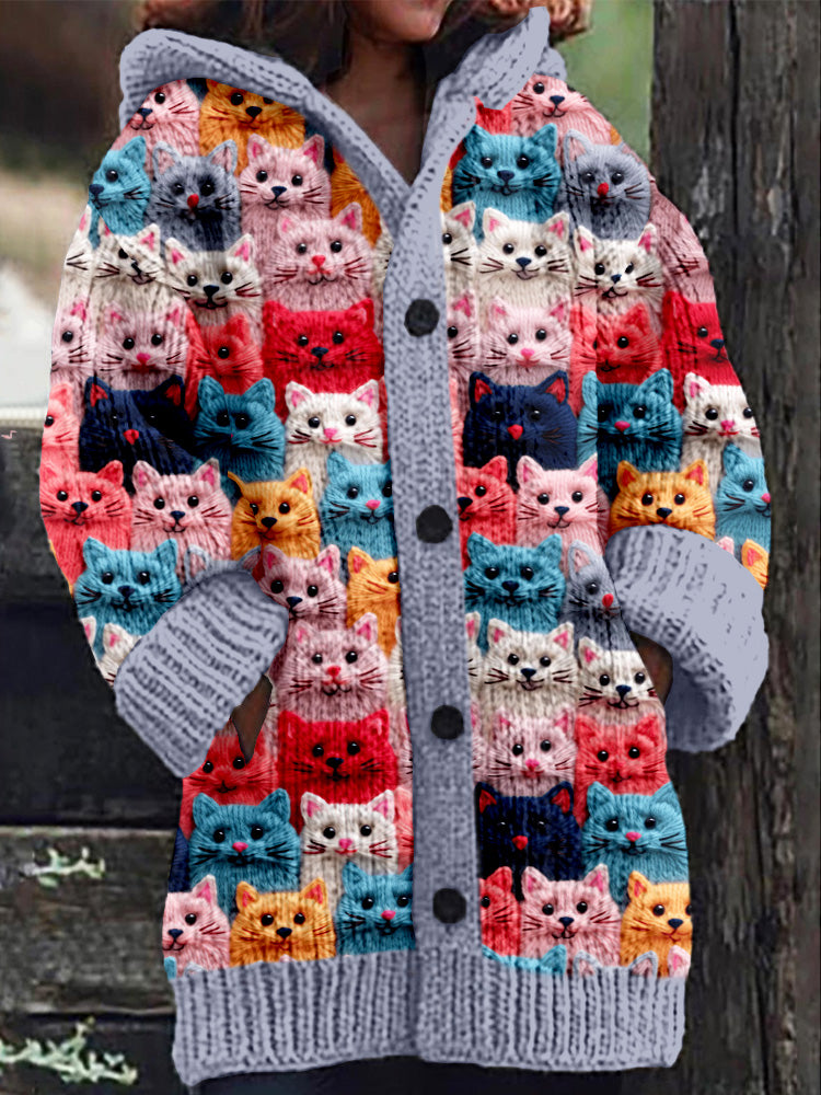 Leire | Warmly lined hoodie with a cat motif