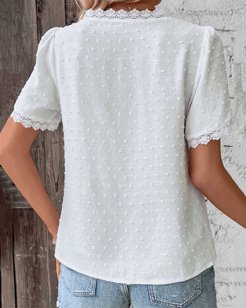 Buansa® | Blouse With Short Sleeves And V-Neck