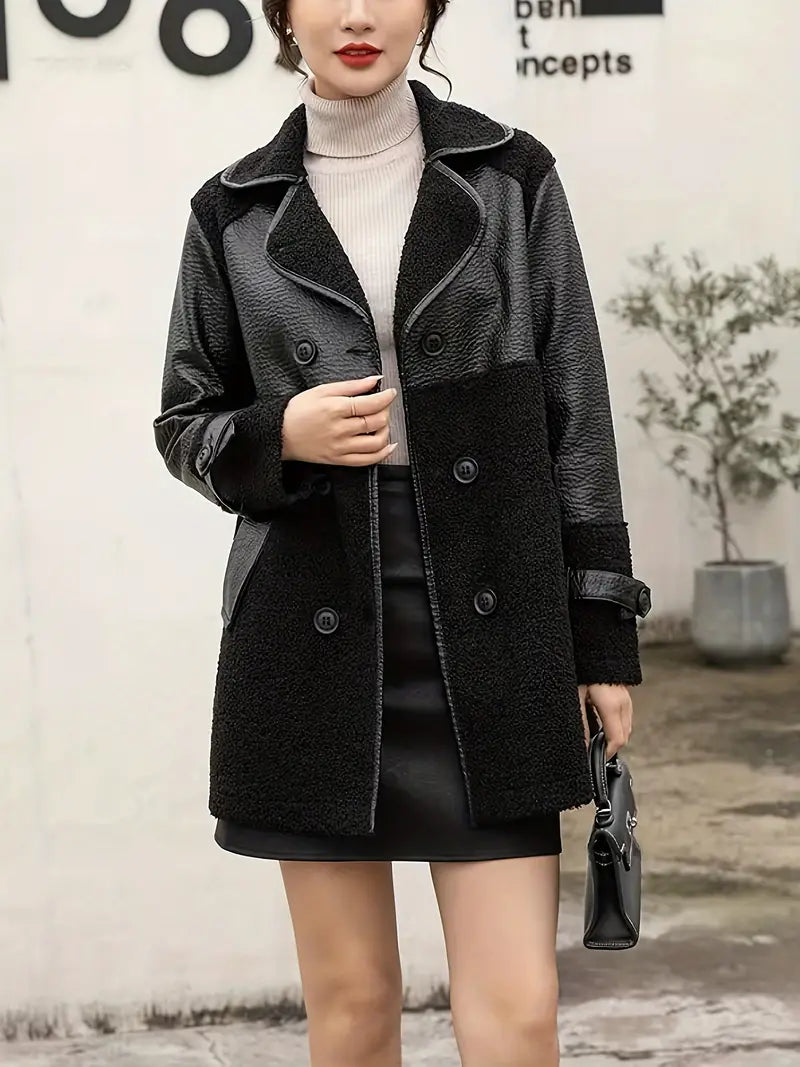 Elisa | Double breasted PU leather jacket