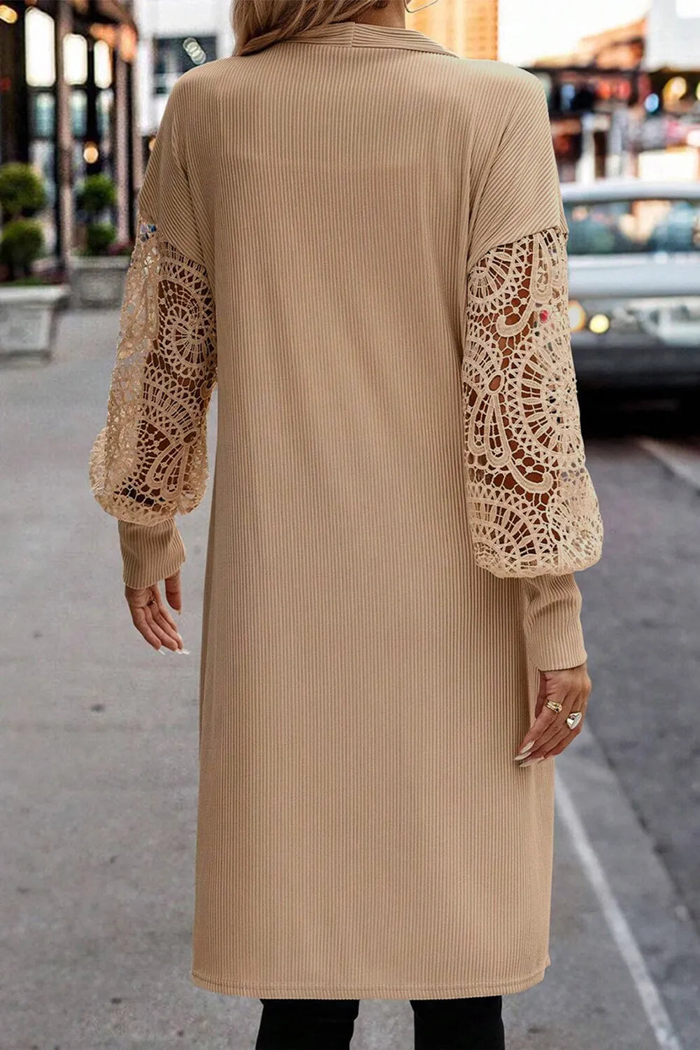 Adina | Open front lantern sleeve lace cover-up
