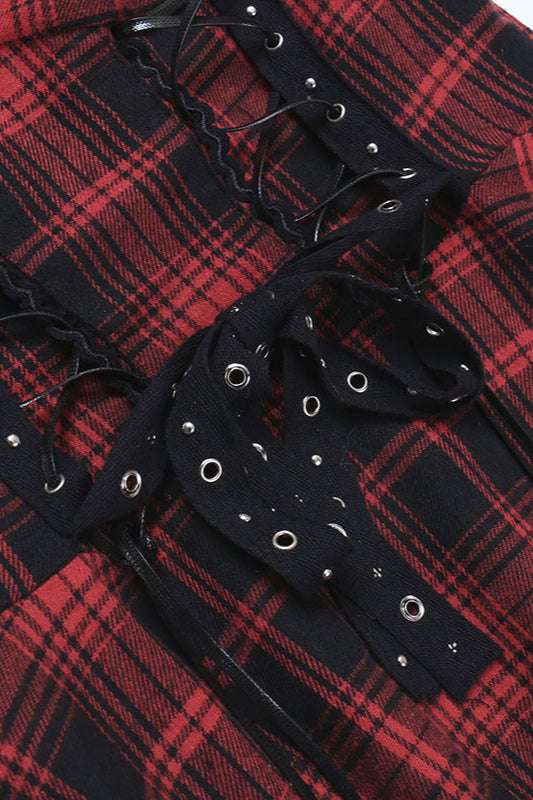 Lace-Up Waist Mini Gothic Dress