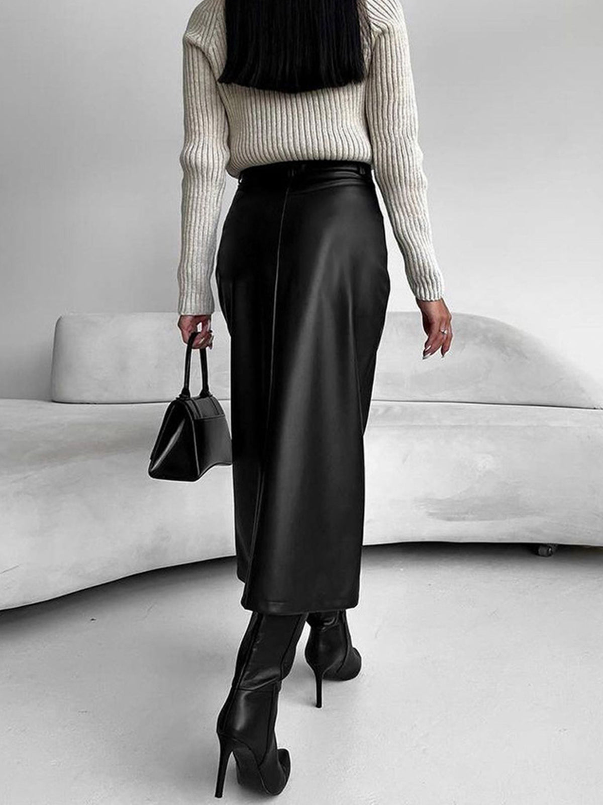 Megan | Women’s High-Slit Elegant Midi Skirt