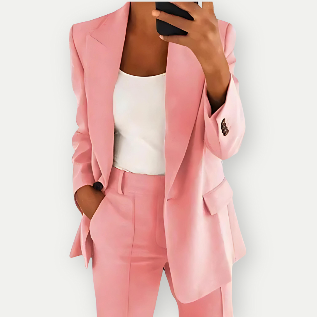 Erika® | Solid color blazer and pants set for women