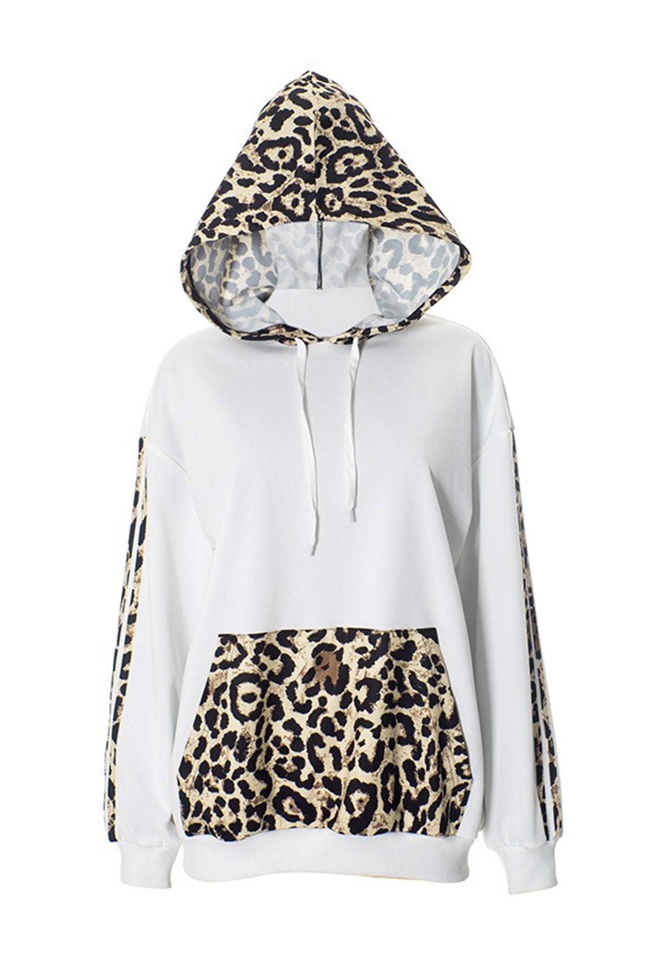 Dafne | Leopard print patchwork hoodie with a relaxed fit
