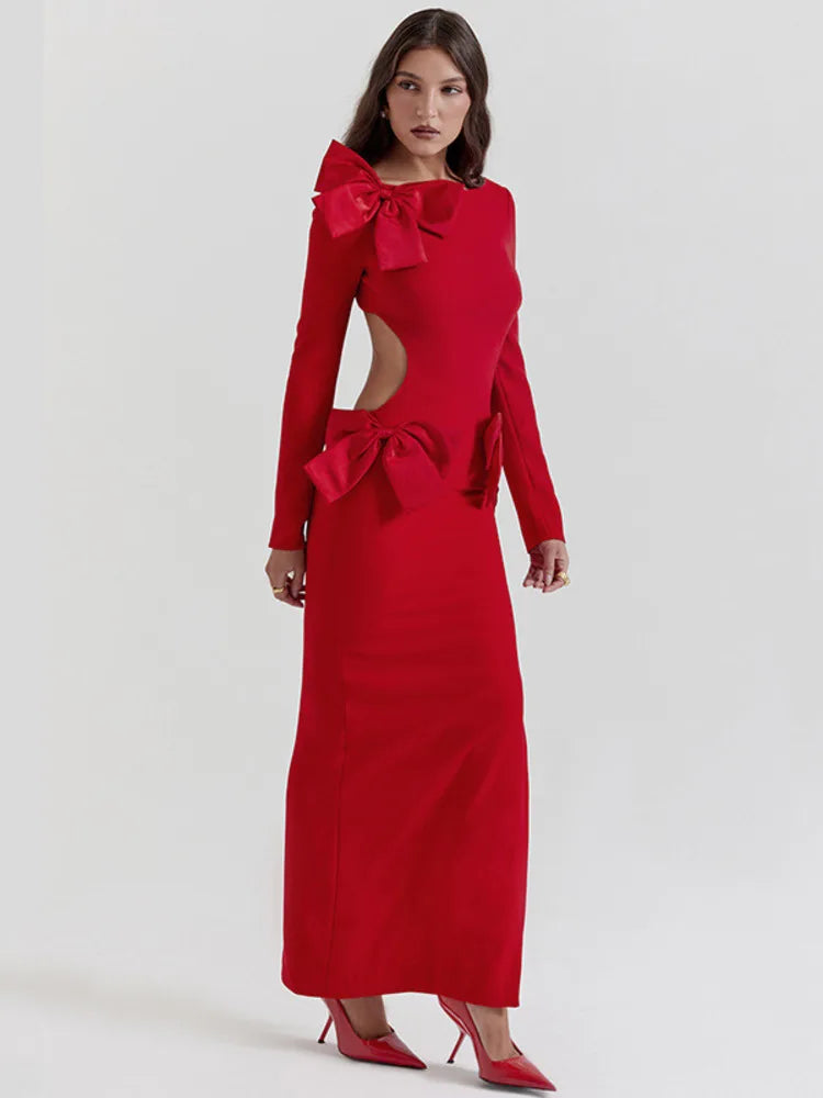Elegant Bow Backless Sexy Chic Maxi Party Dress