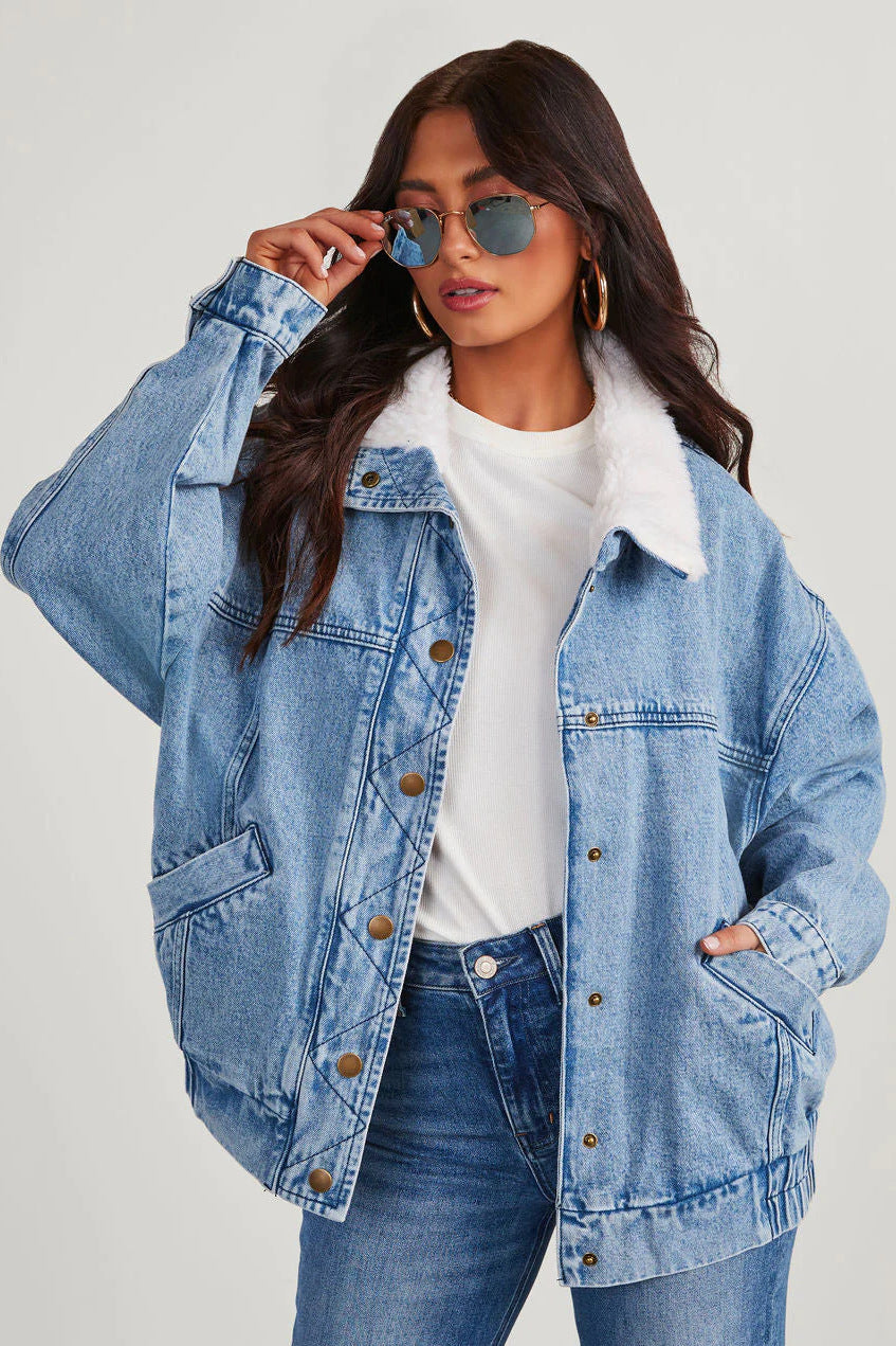 Maribel | Women's denim jacket with fleece collar
