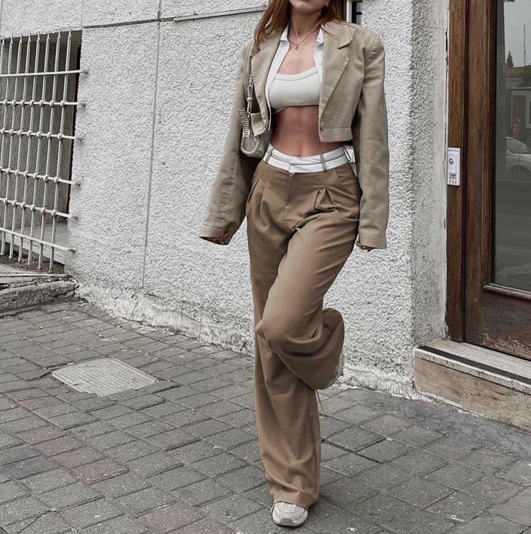 Fátima® | High-Waisted Trousers Straight Wide Leg Cut