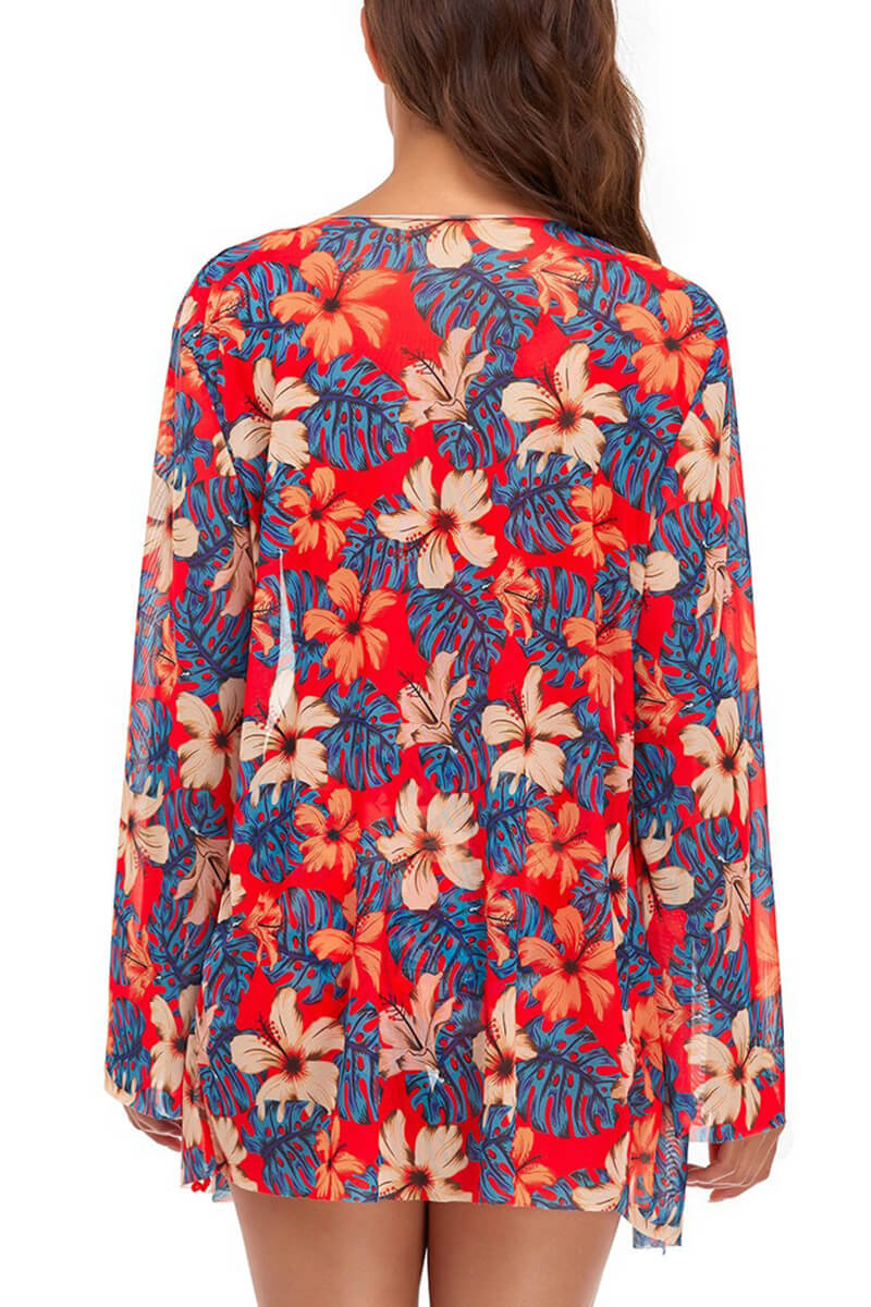 Lilibeth® | Blouse And Orange Floral Bikini Set