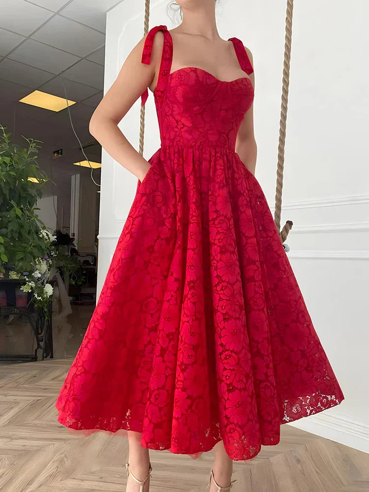 Casual Red Long Vacation Beach Sundress Party Dress