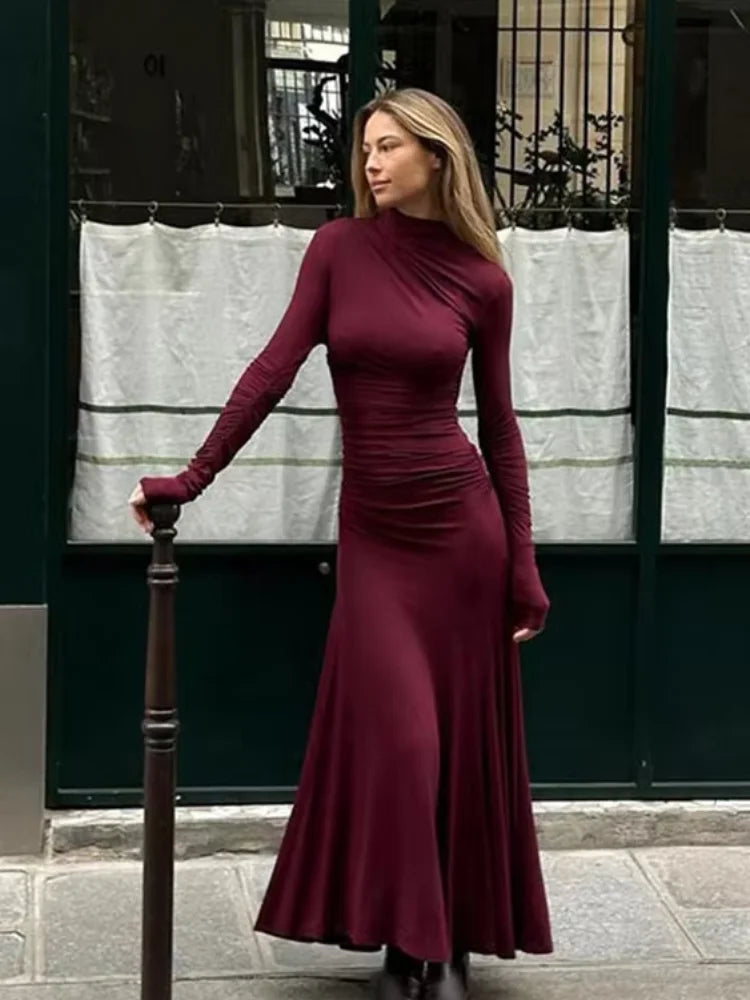 Retro Elegant Full Sleeve A-Line Chic Party Dress