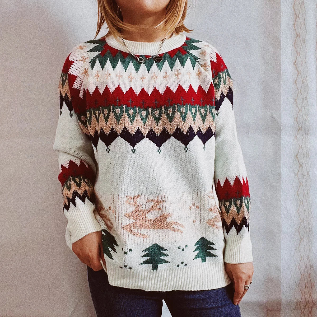 Marcela | Pilar Christmas sweater with raglon sleeves for women