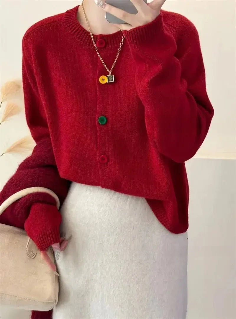 Beatrice | Colorful knotted knitted coat for women
