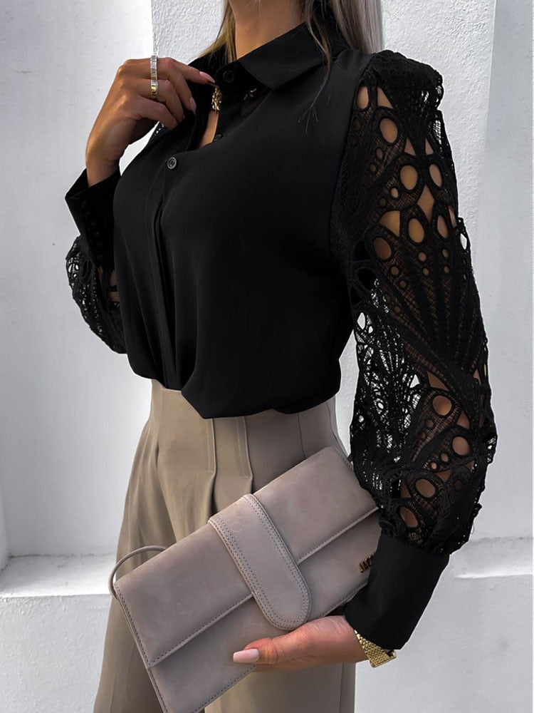 Mercedes® | Casual Blouse With Lace Sleeves