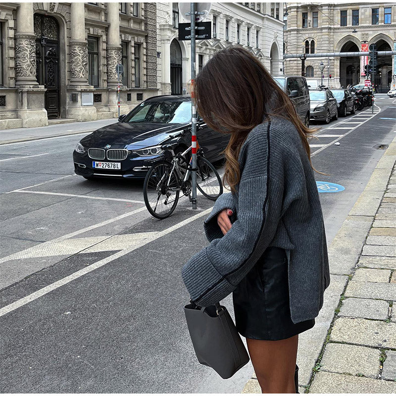 Justina | Stylish knitted sweater with a turtleneck