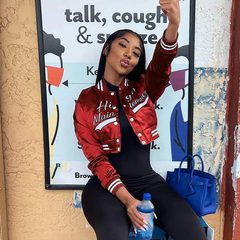 Catalina | Embroidered short baseball jacket