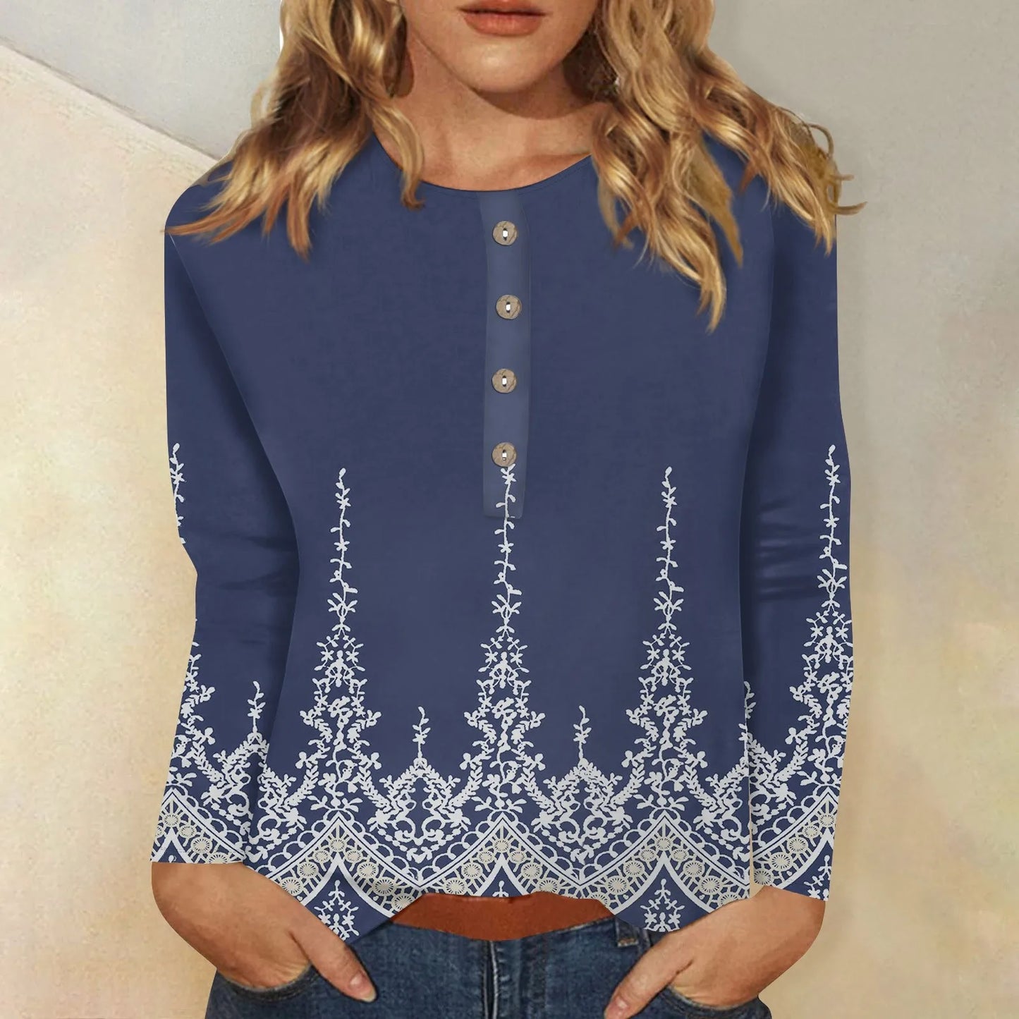 Bernadette | Women's long sleeve printed top