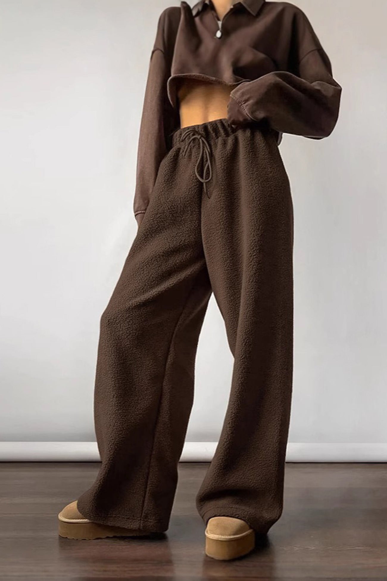 Clarisa | Plain fleece trousers with an elastic waistband