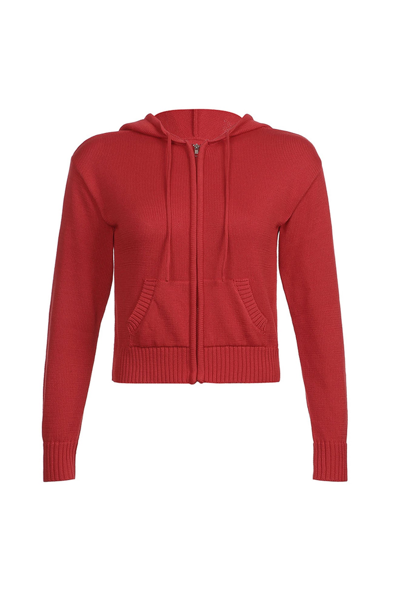 Alba | Solid color cardigan with hood and zip