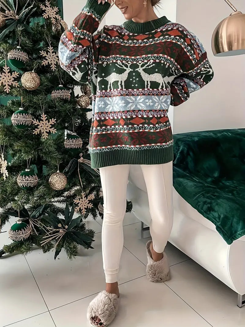 Viviana | Round neck sweater with Christmas print