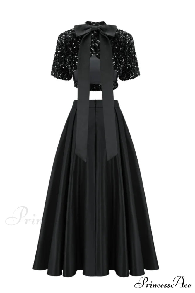 Aisha Sequin Bow Charming Lace Up Set