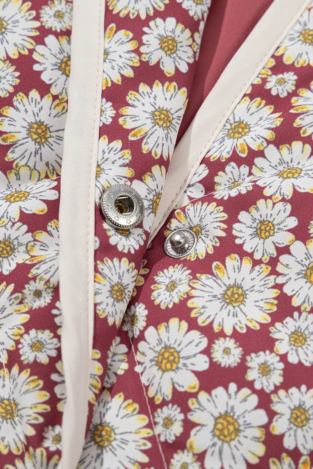 Bernadette | Floral coat with stand-up collar and press studs