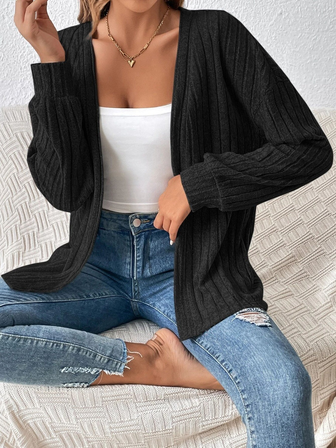 Magdalena | Long sleeve open front cardigan