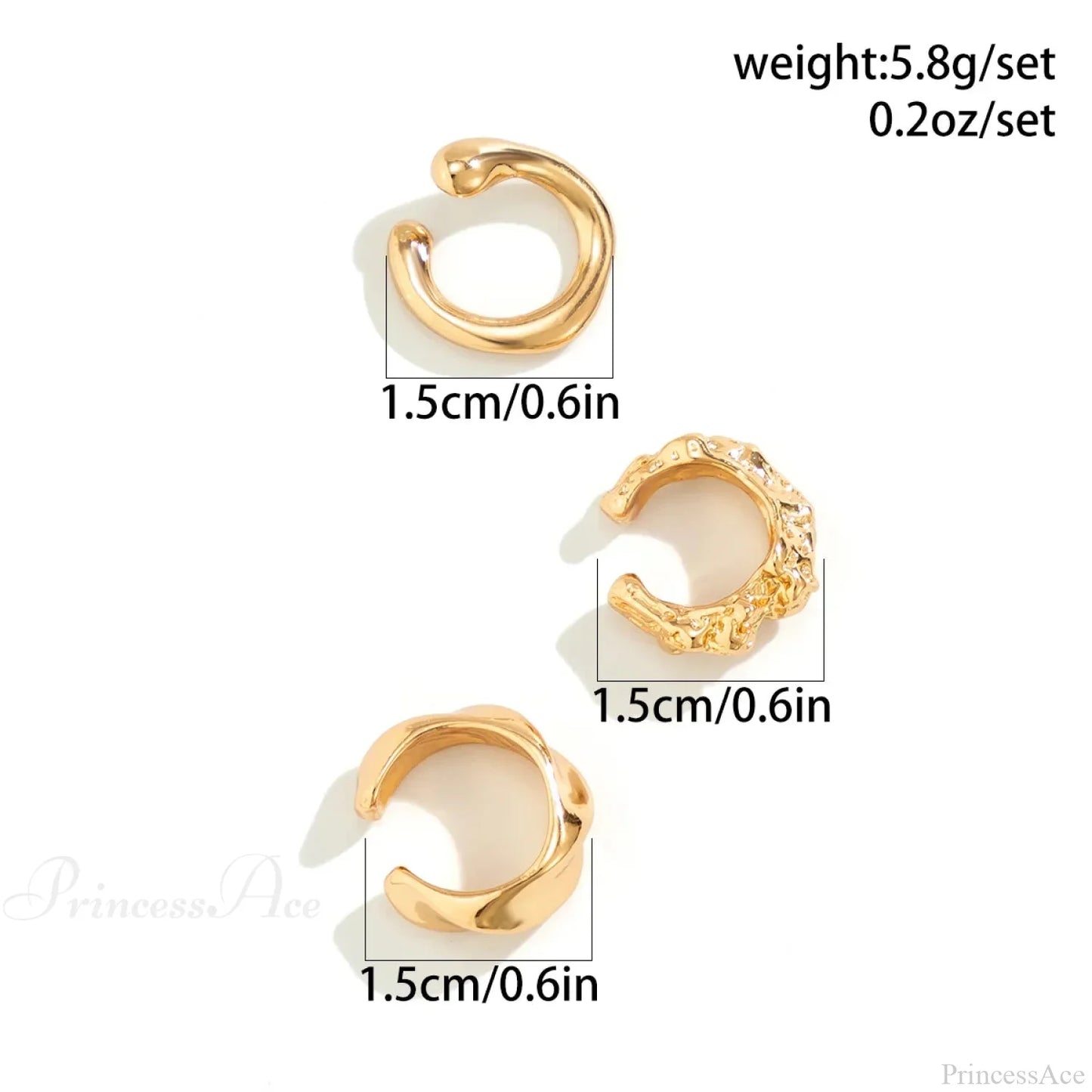 Chunky Metallic No Piercing Clamp Ear Cuff Earring