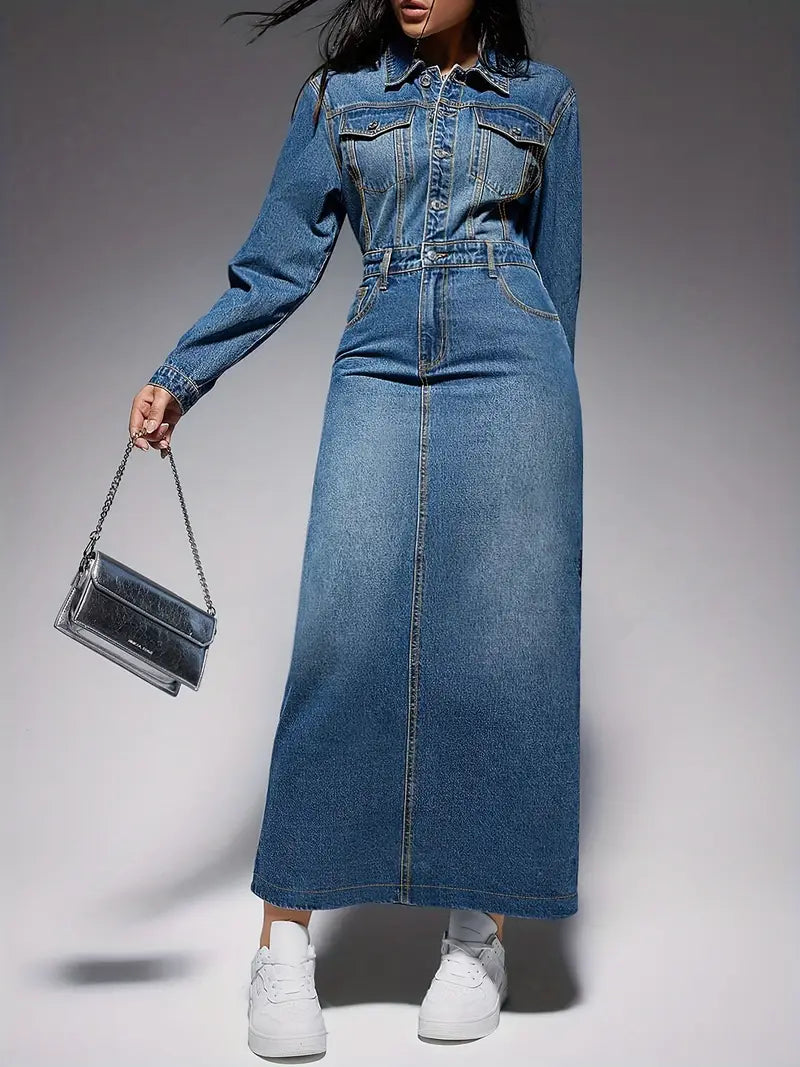 Zola® | Long-Sleeved Denim Maxi Dress