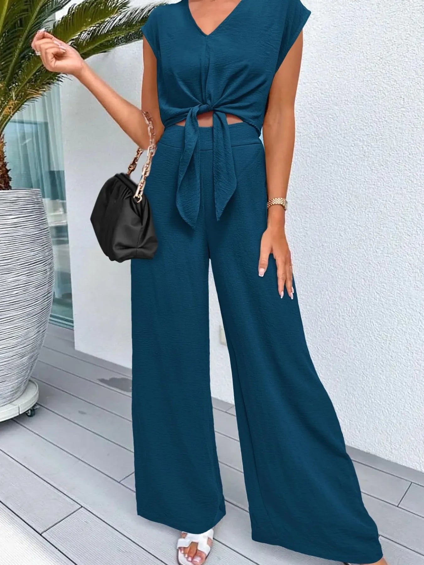Sofia® | Elegant Top And Wide-Legged Pants Set