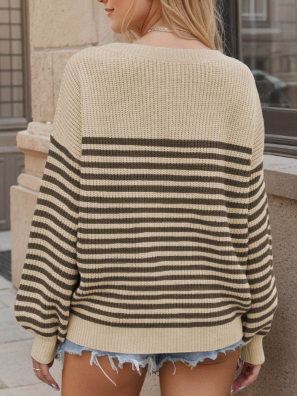 Anita | Striped long-sleeved sweater with a crew neck