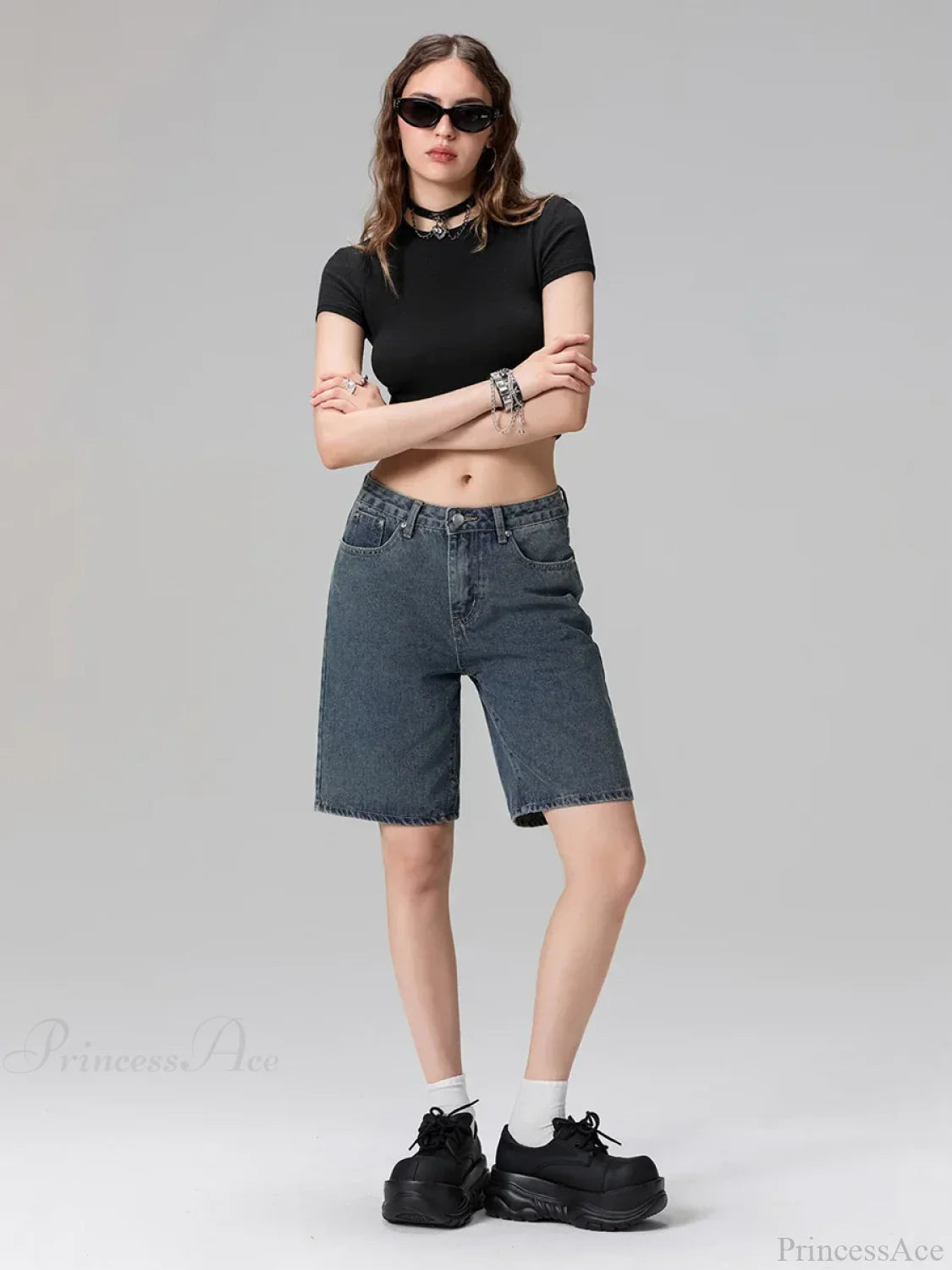 Low Waist Straight Leg Denim Short