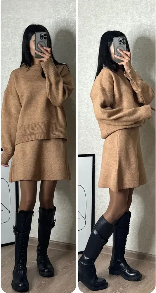 Milagros | Knitted skirt jumpsuit (top + skirt)