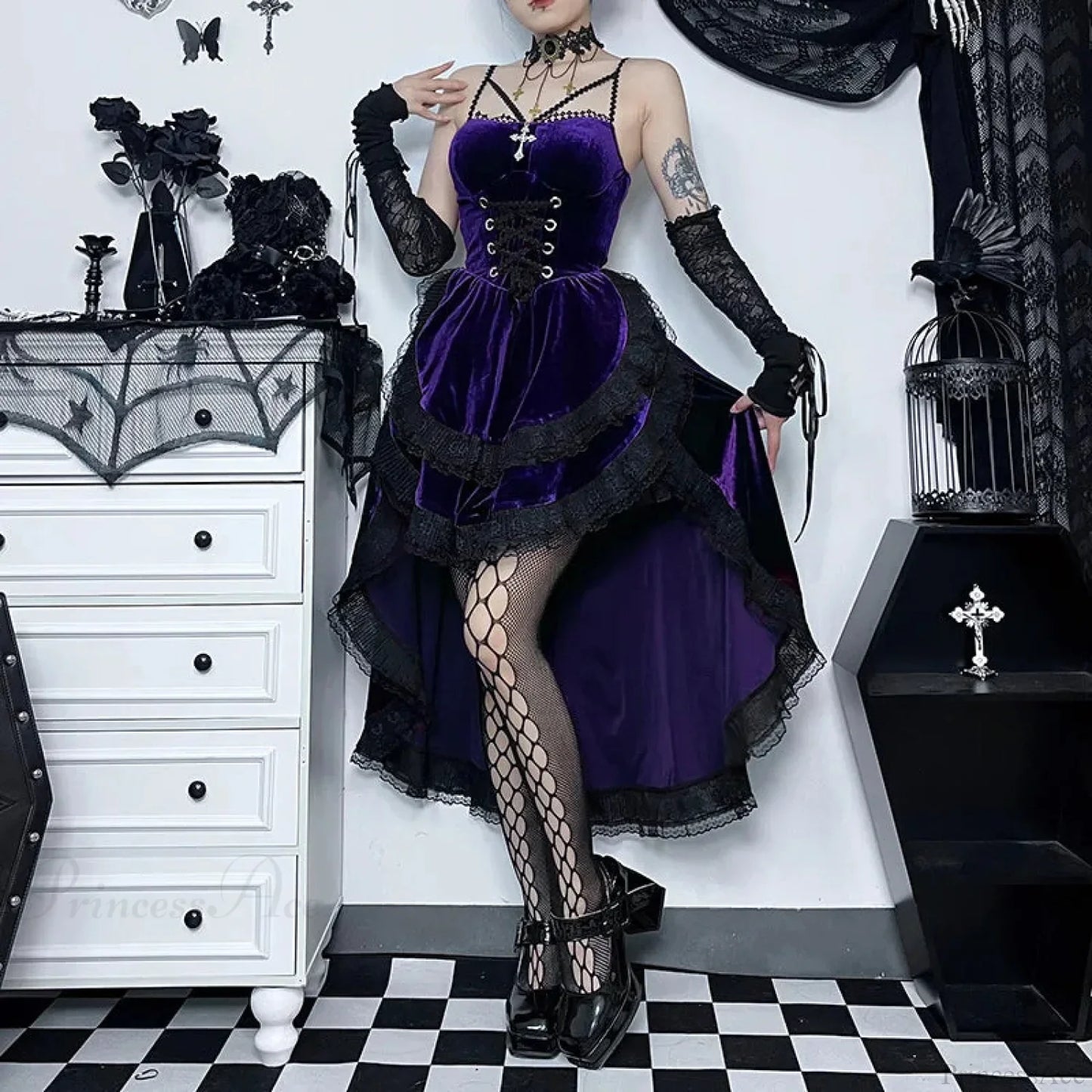 Obscure Attractive Cinch Waist Pull Midi Dress