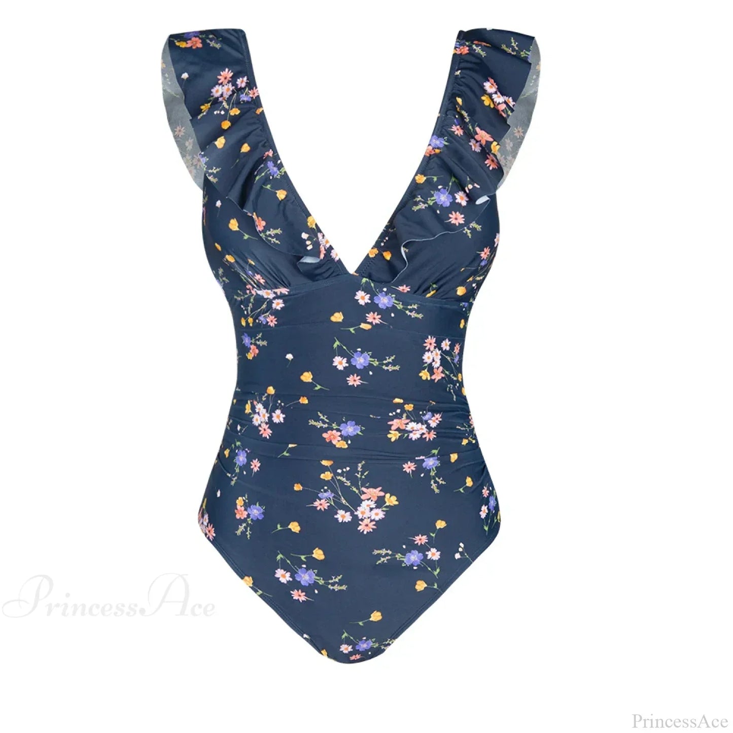 Ruffled V-neck Lace Up Monokini One Piece Set